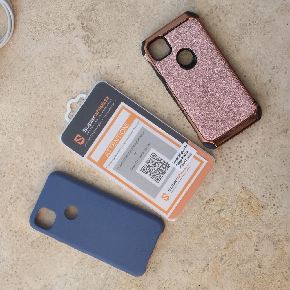 Bundle:Lilac Silicone Case, Rose Gold Case, (1) Screen Protector Google Pixel 4a